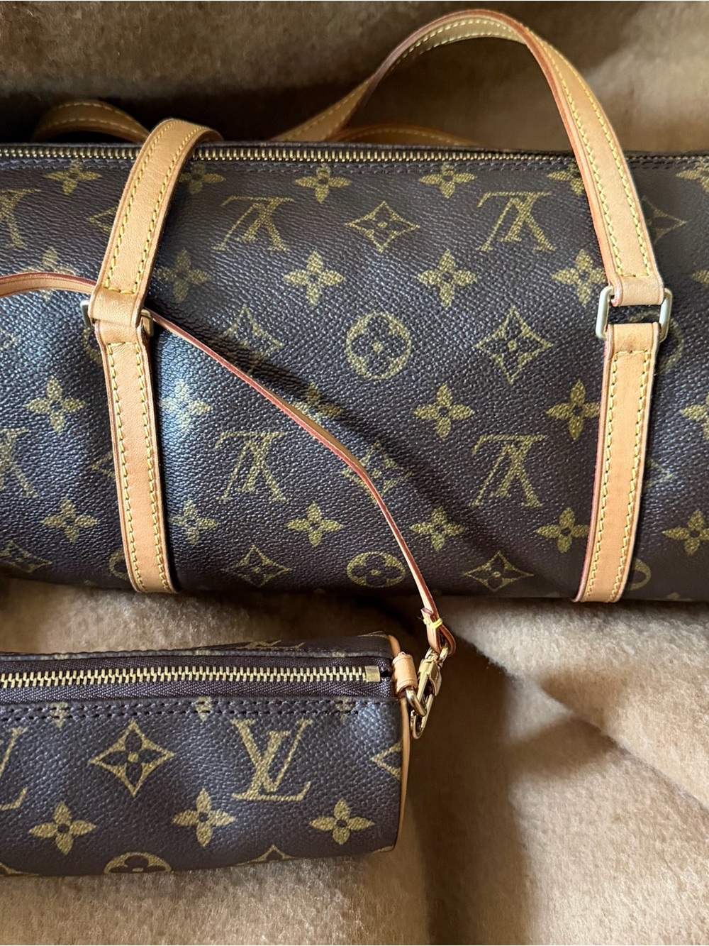 Louis Vuitton Monogram Canvas Papplion Shoulder Bag w/Mini Papplion Bag